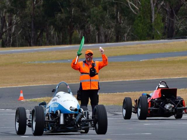 Mark Buckingham on the grid at Morgan Park Raceway